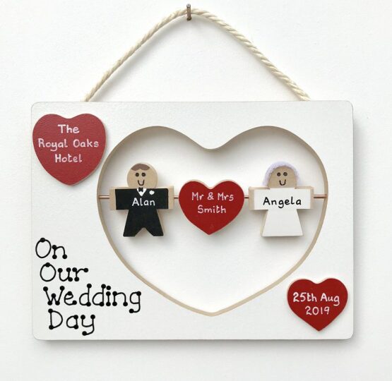 Our Wedding Day Plaque - Heart Face on View