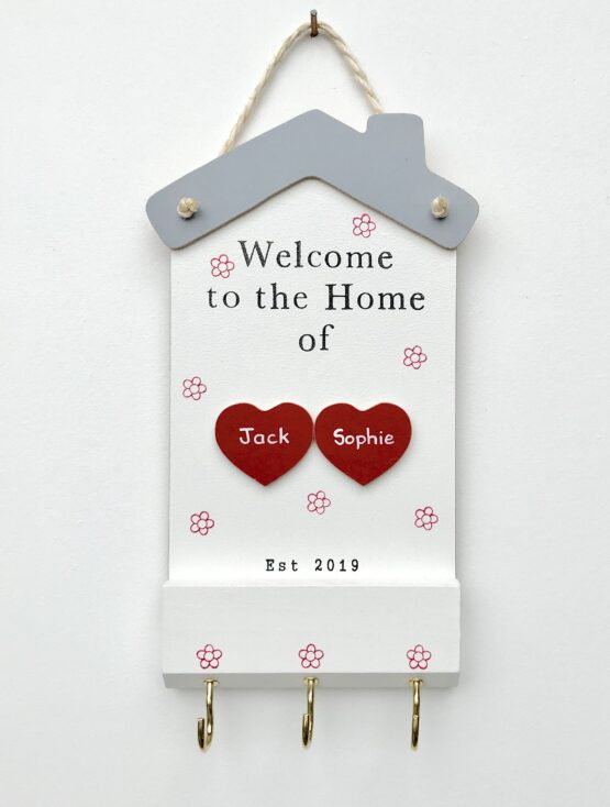 Welcome to the Home Plaque 2 Hearts Face on View