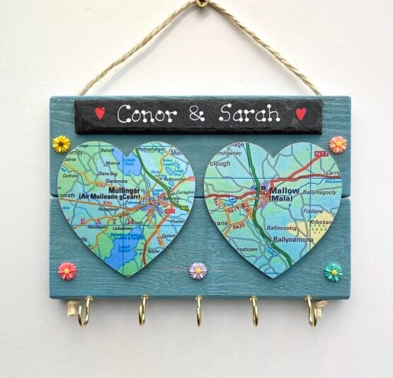 Wooden Twin Map Keyholder